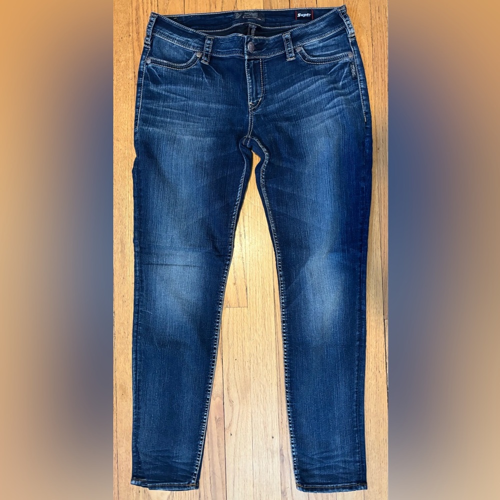 Women's Silver Suki Mid Super Skinny Jeans Size 32 x 31